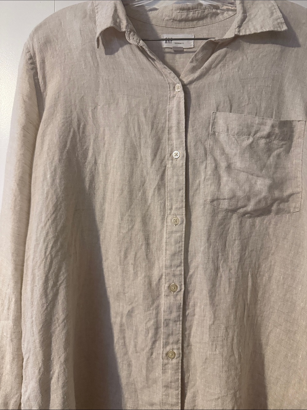 GAP women Beige Linen Button-Down shirt - Picture 3 of 4